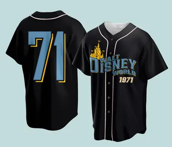 Walt Disney World 1971 Beyzbol Forması erkek Kısa Kollu Jersey Disney Yıldönümü Aile Tatil Beyzbol Forması Çocuk Forması