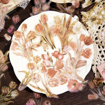 10 Adet / torba Vintage Çiçek Çıkartmalar Scrapbooking DIY El Hesabı Malzeme Dekoratif Kırtasiye Albümü Günlüğü Çıkartmalar Planlayıcısı