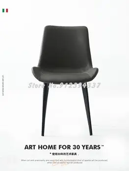 İskandinav yemek sandalyesi ev modern minimalist ferforje sandalye endüstriyel tarzı restoran sırtlı sandalye yumuşak çanta deri tasarımcısı