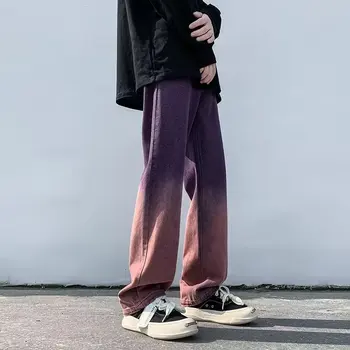 Kot Erkek Pantolon Yıkama Streetwear Çok Delikli Denim Orta Bel Kargo 2023 Kot Artı Boyutu Moda günlük pantolon Erkek Günlük Giyim