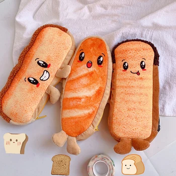 Yaratıcı 1 Adet Sevimli Karikatür tost ekmeği Hot Dog Peluş kalem Çantaları Öğrenciler Depolama Cetvel Kalemi Okul Kawaii Kırtasiye Malzemeleri
