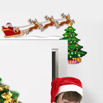 Noel Ağacı Köşe Dekorasyon Noel Kapı Dekorasyon Şenlikli Noel duvar çıkartmaları Karikatür Noel Baba Odası için Yeni