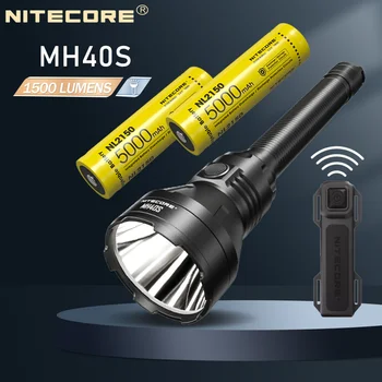2 ADET Nıtecore MH40S Taktik El Feneri + 4x21700 Pil 1500 Lümen Işın Mesafe 1500m Güçlü USB şarj edilebilir el feneri