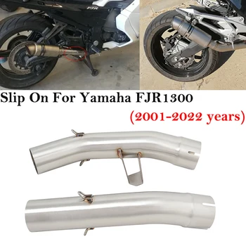 Kayma Yamaha FJR1300 FJR 1300 2001 - 2022 Motosiklet Egzoz Kaçış Sistemleri Değiştirmek Orta Çift Taraflı Bağlantı Borusu Susturucu