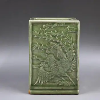 Çin Şarkı Longquan Fırın Seladonlar Porselen Pot Phoenix Tasarım Kalem Tutucu 5.7
