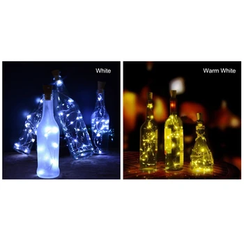 2 Adet Güneş 2 M LED Mantar Şekilli 20 LED gece peri dize ışık Kork Solarbetrieben ışık şarap şişesi lambası parti kutlama hediye