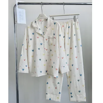 Pijama kadın Uzun Kollu Pijama setleri Yaka İç Çamaşırı Pijama Ev Giyim Kıyafeti Giyim