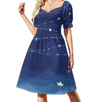 Yeni Garland Yıldız IV, deniz suluboya Kolsuz Elbise zarif kadın elbiseleri satış doğum günü elbiseleri kadınlar için