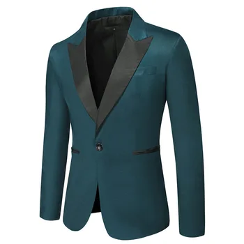 Erkek Yeşil Gündelik İş Elbisesi Takım Elbise Ceket 2023 Yeni Şık Bir Düğme Blazer Ceket Erkekler Balo Düğün Damat Parti Smokin Blazer XXL