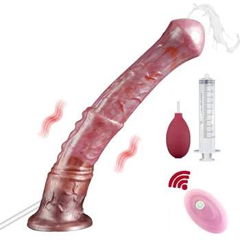 Ejaculating Hayvan At Yapay Penis 10 Modları Vibratör Kadın Anal Plug Silikon Penis Enayi ile Yetişkin Seks Oyuncakları Kadınlar İçin erkekler