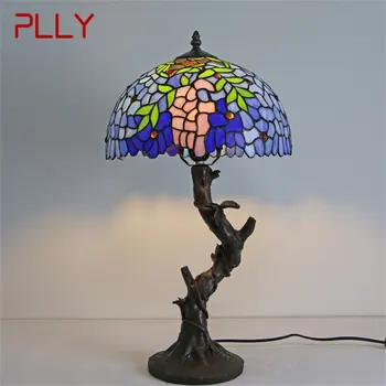 PLLY Tiffany masa lambası Modern yaratıcı dekoratif desen şekil led ışık ev yatak odası için