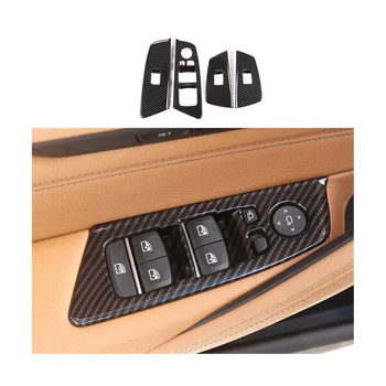 Araba Pencere Anahtarı Kaldırma Düğmesi krom çerçeve Trim için BMW 5 Serisi G30 2018-2021 Aksesuarları ABS Karbon Fiber, Bir Stil
