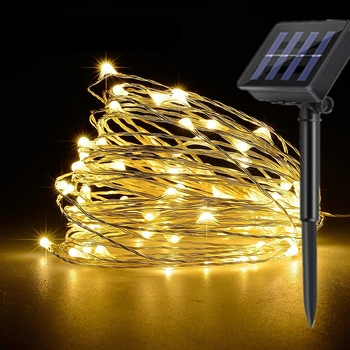 Güneş peri ışıkları LED lamba açık 22 M LED dize su geçirmez tatil parti Garland güneş bahçe noel ışıkları