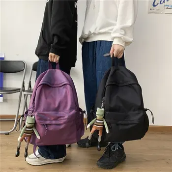 Naylon Düz Renk Sırt çantası Ortaokul Öğrencileri Sırt Çantaları Büyük Kapasiteli Moda Basit sırt çantası Genç Öğrenciler İçin