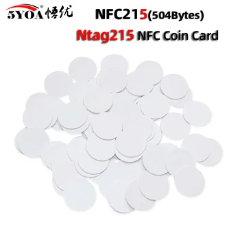 50/30 adet NFC Ntag215 Para ETİKETİ Anahtar 13.56 MHz NTAG 215 Kart Evrensel Etiket RFID Ultralight Etiketleri Etiketleri 25 mm çap Yuvarlak Kutu
