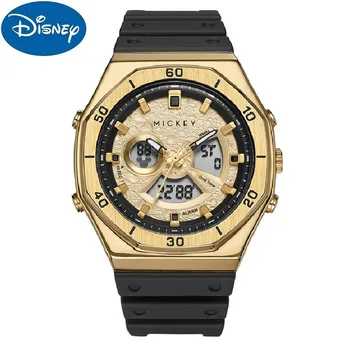 Disney Erkek İzle Mickey Mouse Büyük Çift Ekran Chronograph çalar saat Kuvars Dijital Spor Kol Saati Relogio Masculino