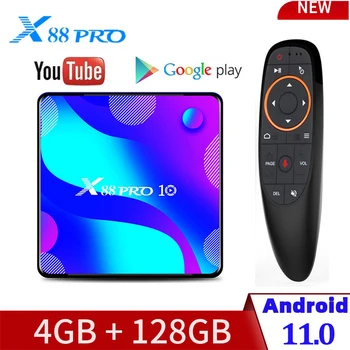 2022X88 PRO 10 akıllı TV kutusu Android 11.0 4GB 64GB Rockchip RK3318 5G Wifi 4K Google Oyuncu Mağaza Youtube Set Üstü Kutusu