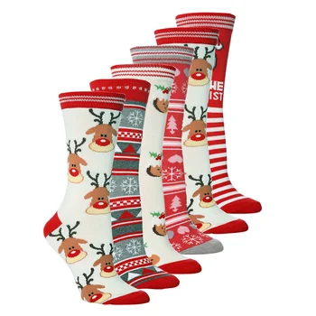 Yeni Cadılar Bayramı Çorap Kadın Noel Çorap Noel Baba Ağacı Kar Tanesi Elk Kar Pamuk Çorap Uzun Çorap