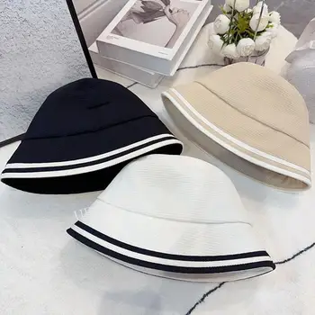 Yeni üç boyutlu nakış Kova şapka çizgili moda havza şapka katlanabilir ve çok yönlü güneş şapkası