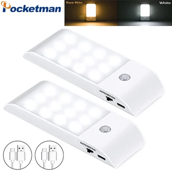 1/2 Paket LED Sensör Gece Lambası PIR Hareket Stick-on Dolap Gece Lambası Merdiven Mutfak Dolap Koridor Duvar Lambası dolap ışığı