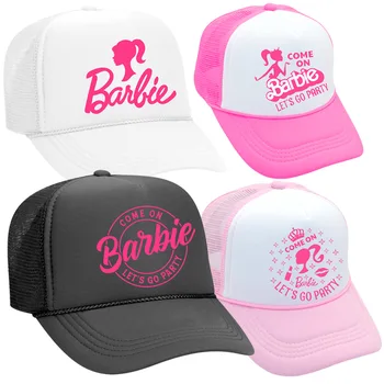 Pembe Barbie beyzbol şapkası Baskılı file şapka Yaz Plaj Kadın Güneşlik Kız Rahat Moda Parti şoför şapkası güneşlik