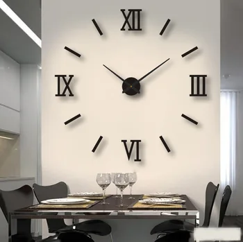 DIY Sessiz Duvar Saati Oturma Odası için, deliksiz Saat, Dekoratif Sticker Saat, Basit Sanat, 3D