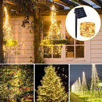 Güneş Dize Peri İşıklar Noel İşıkları Açık Su Geçirmez Garland Güneş Enerjisi Lambası Noel Bahçe Dekorasyon İçin