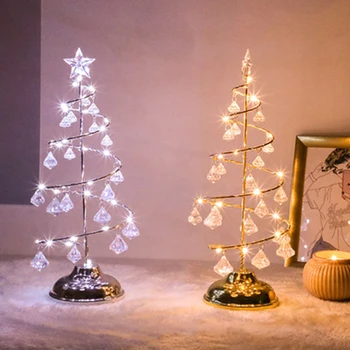 Kristal noel ağacı Led ışıkları kapalı dekorasyon peri ışıkları yatak odası gece lambası dize ışık masa masa lambası yeni yıl dekor