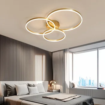Modern LED Tavan Avizeler Yatak Odası Oturma Odası Yemek Çatı Tavan Lambası Parlaklık İskandinav Yaratıcı Yuvarlak Halka Tavan Lambası