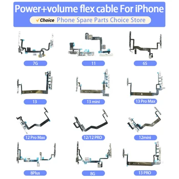 Ses Sessiz ve Ses Güç Düğmeleri Anahtar Anahtarı Flex Kablo iPhone 6 6s 7 8 SE 2020 7 Artı X 11 XR 12 PR Güç Flex Onarım Parçaları
