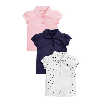 Bebek Giysileri kız T Shirt 2023 Yaz Sıcak Satış Sevimli Yaka Kısa Kollu kız Bebek Gömlek T-shirt 0-7Year Bebek Üstleri