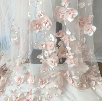 El yapımı 3D dantel kumaş moda elbise renk dantel kumaş 130 cm genişlik dantel 130 cm genişlik dantel aplike satmak yard tarafından