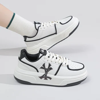 Lüks Marka Tasarım Sneakers Erkekler İçin Moda Mektup Baskı Beyaz Tahta ayakkabı Kalın Tabanlı Hafif yürüyüş ayakkabısı