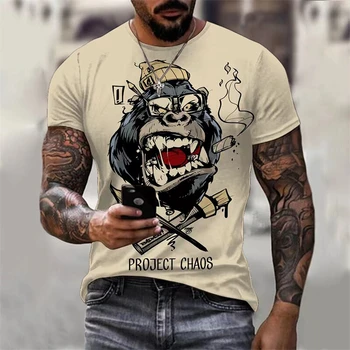 Komik tişört Maymun Gorilla 3D Baskılı Hayvan Giyim Erkekler ve Kadınlar Moda Sokak T-shirt Harajuku Tarzı