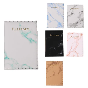 Moda Bayan Erkek Pasaport Çantası Pu Mermer Seyahat Belgeleri Kredi kart tutucu Küçük cüzdan Çanta Kılıfı