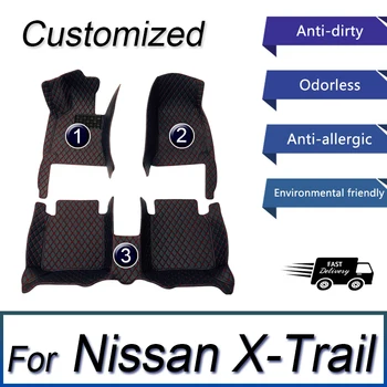 Araba Paspaslar Nissan X-trail İçin T32 2017 ~ 2020 7 Kişilik Su Geçirmez Halı İç Dekorasyon Araba halı yer matı Araba Aksesuarları