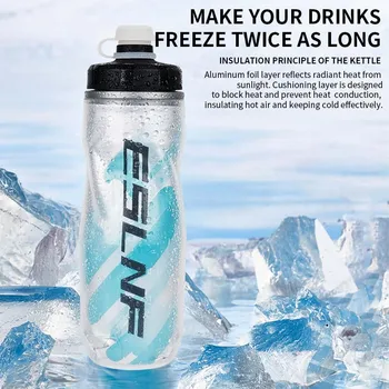 Bisiklet su şişesi 610 ml sıkmak spor çift katmanlı buz soğuk şişe spor açık ıçme spor su bardağı bisiklet su ısıtıcısı